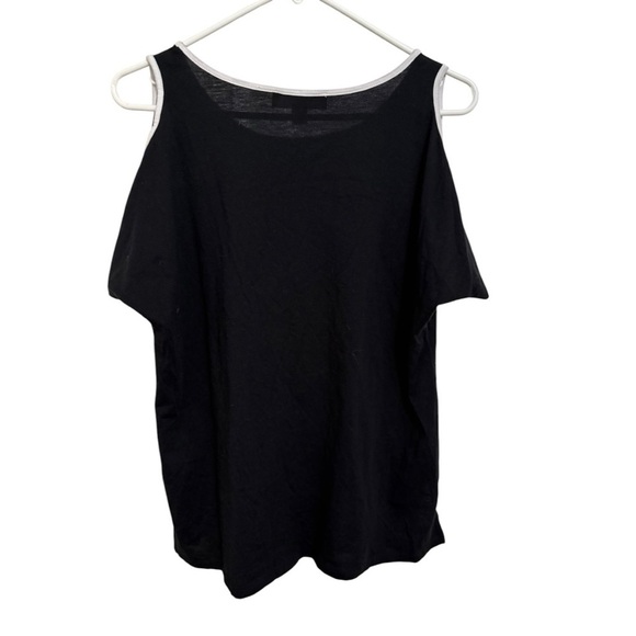 Michael Kors Black Cold Shoulder T-Shirt Large Short Sleeve Casual Top - Picture 4 of 4
